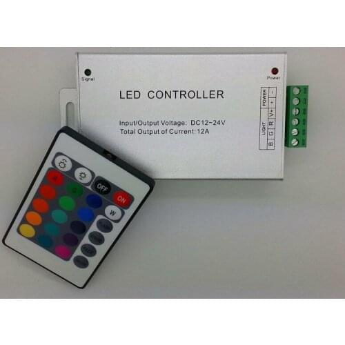 Aluminum shell IR 24 keys RGB controller;DC12-24V input;4A*3CH output