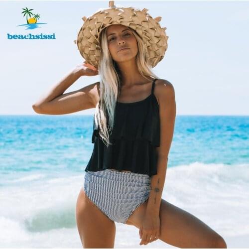 Beachsissi 2021 Bikinis Stripe Print Two Pieces Bikini Set Womens Swimsuit Beachwear New Beach Bathing Suits Swimming Suit