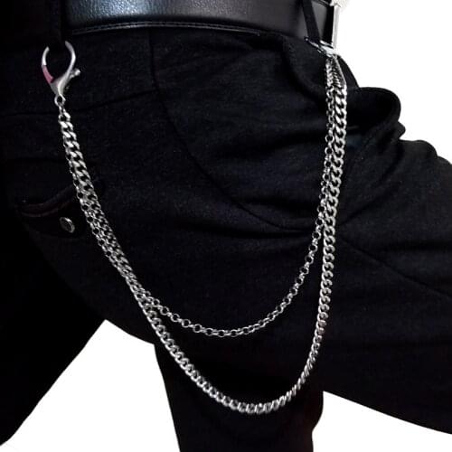 Stainless Steel Cuban Link Chain Punk Style Belt Pant Chains Hip Hop Hop Jewelry for Men Women