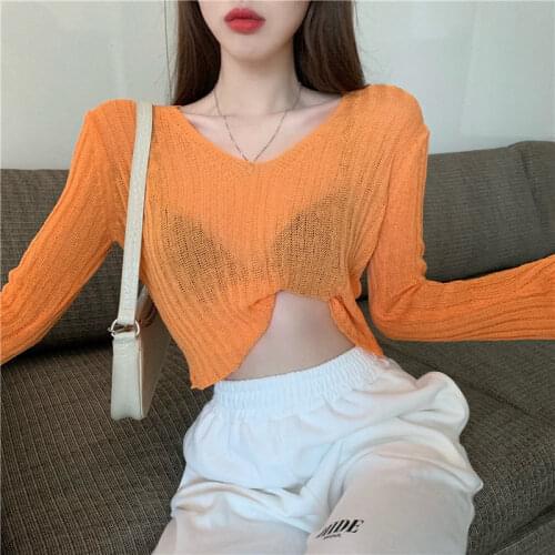 Cheap wholesale 2021 spring summer autumn new fashion casual warm nice women Sweater woman female OL orange sweater BAy121