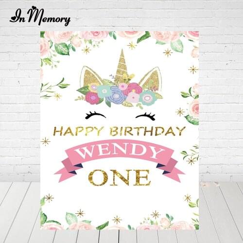 InMemory Flowers Unicorn Party Backdrops Girls Baby Shower Newborn 1st Birthday Party Photography Backgrounds Custom 5x7ft
