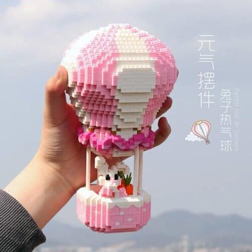 HC Mini diamond blocks hot air balloon Cute Animal Pet Elephant Rabbit micro Building Bricks Educational Toys For Kids Gifts