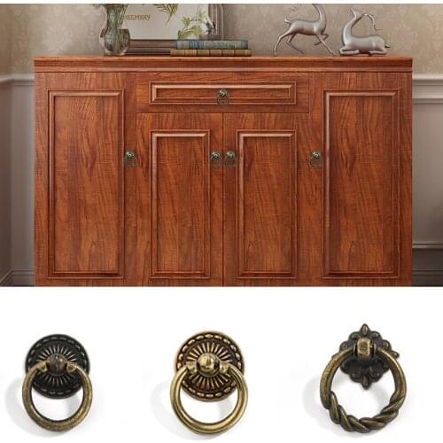 Antique Bronze Ring-shaped Handle Hanging Ring Drawer Handle Single Hole Jewelry Chest Box Cabinet Cupboard Drawer Handle Knob