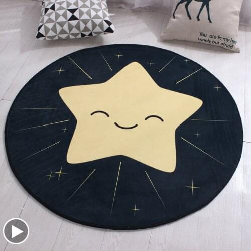 Cartoon Printed Carpets for Living Room Black Star Cute Animals Rugs Durable Baby Playing Bedroom Living Room Decor Rug Carpet