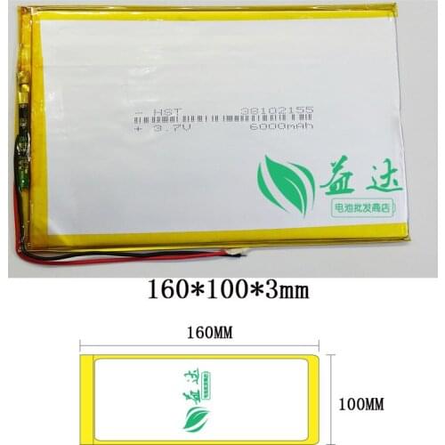 New and original 10 inch flat panel computer lithium polymer battery 3.7V large capacity 6000mAh Rechargeable Li-ion Cell