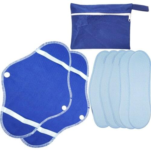 Reusable Women Menstrual Pads Sanitary Napkins Panty Liners with Zipper Storage Bag for Women Girl Physiological Period