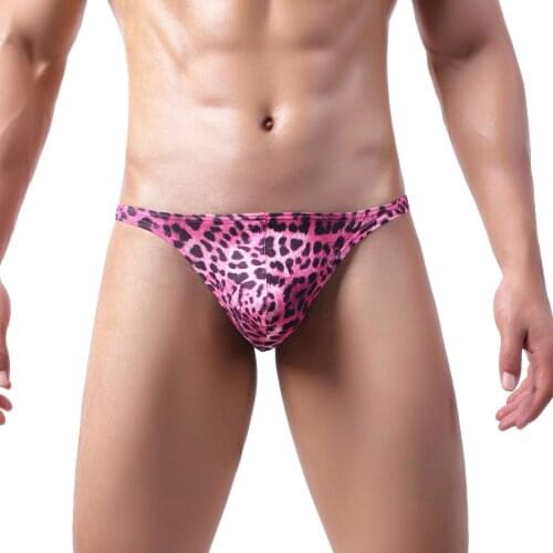 Mans Underwear Sexy Thong Soft Breathable Big Pouch Leopard Panties Male Seamless T-Back Low-Rise Lingerie G-String