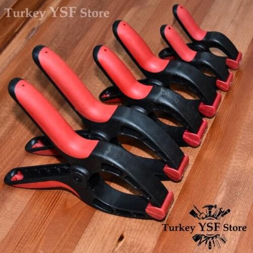 6 Pcs Set Spring Clamps Set Heavy Duty Plastic Clamp Set for WoodWorking DIY Tools A-shape Plastic Adjustable Clamp