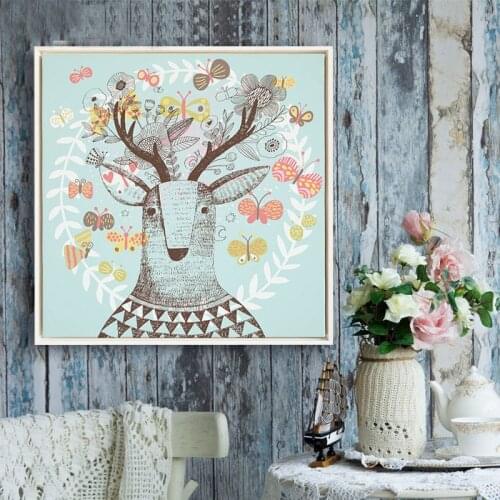 Elk fantasy small fresh Nordic porch sitting room adornment picture poster bedroom bedside restaurant murals Home Décor