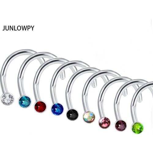 JUNLOWPY Nostril Nariz With Flat Gem Piercing Nariz Nostril Piercing Nose Stud Nose Rings 10 color Sexy Body Piercing Jewelry