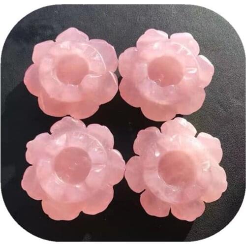 Arrivals Folk Crafts ornaments carved natural pink rose quartz crystal Lotus for Healing decoration