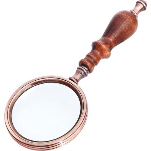 Wood Handle Handheld Magnifier,10X Antique Handle Magnifier For Reading