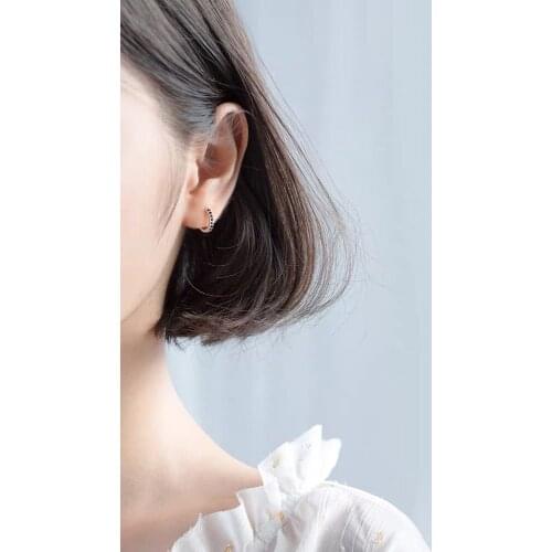 S925 silver jewelry with sweet single drainage rhinestones simple small daily earrings accessories for girls birthday gifts