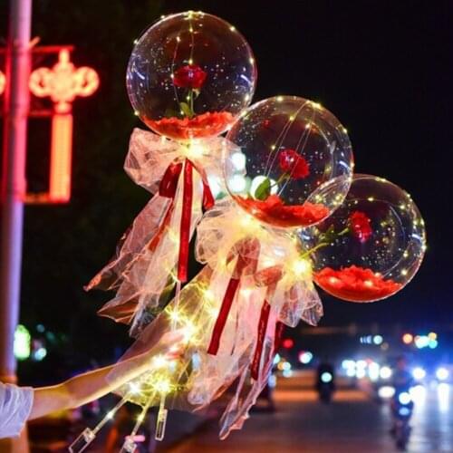 The Most Romantic Mothers Day Gift LED Luminous Balloon Rose Bouquet Home Wedding Party Decor @LS