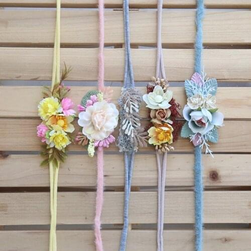 Lovely Newborn Girl Flower Headbands Handmade Stretch Tiebacks 5 Pieces/lot baby props for photography