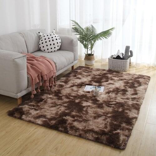 Nordic style sofa bedside carpet long hair tie-dye blanket living room bedroom mat bedroom sofa European thickening rug