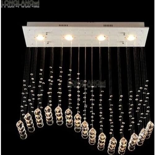 Modern LED rectangle Crystal chandeliers lights Hotel lobby crystal cutain wave chandeliers lamps restaurant lighting