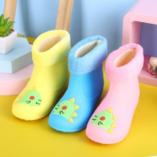 Warm Sock Rain Boots Children Cartoon Ankle Shoes Waterproof Water Boots for Rain Day Girl Kids Rubber Boots