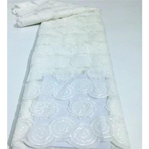 Nigerian Mesh Net Lace Fabric Chiffon African Sequins Lace Laser Fabric High Quality French Mesh Tulle Lace Fabric with Sequins