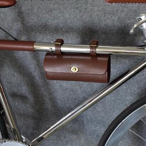 Bicycle Bag Brown Black Motorcycle Saddlebags PU Leather Motorbike Side Tool Pouch Triangle Luggage Moto Universal Bike Pannier