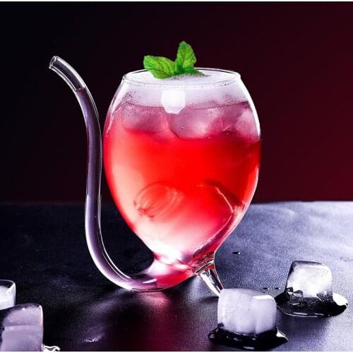 High quality Borosilicate 300ML Vampire Cocktail Wine Glass With Straw Unique Halloween Christmas Cups