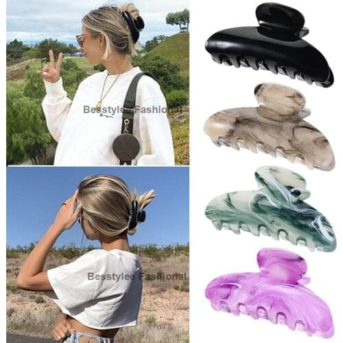 Women Girls Geometric Hair Claw Acetate Hair Clip Crab Fashion Hairpins Barrette Big Size Hair Clamps Headwear Hair Accessories