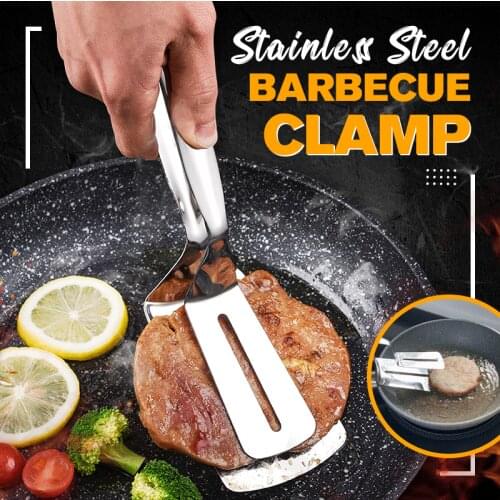 Stainless Steel Food Tongs Barbecue Clamp Frying Steak Buffet Cooking Tool Anti Heat Bread Clip Pastry Clamp BBQ Kitchen Tools