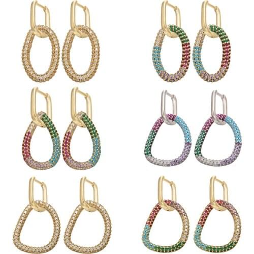 ZHUKOU 1piece CZ crystal 2020 water drops hoop earring for women Irregular fashion earrings For parties and gifts model:VE231