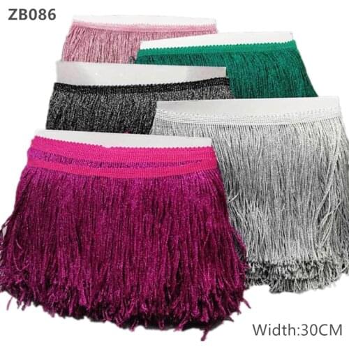 10 meters 30cm Width Long Fringe Lace Tassel Polyester Lace Trim Ribbon Sew Latin Dress Stage Garment Curtain DIY Access ZB086