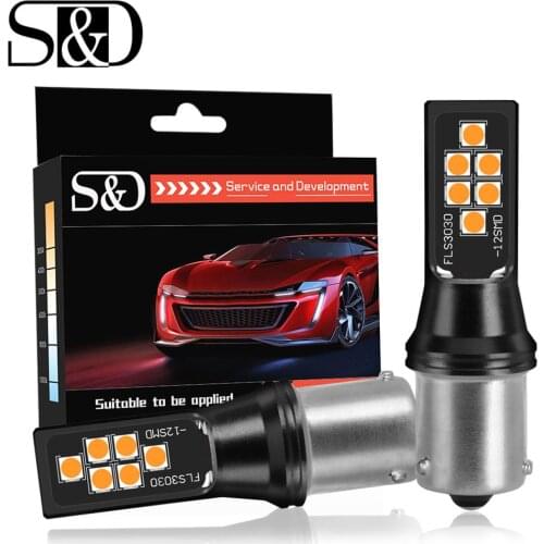 2pcs 1156 BAU15S PY21W 7507 LED Bulbs For Car Turn Signal Lights Reverse Brake Lighting White Red Amber 3030 12SMD Auto Lamp 12V