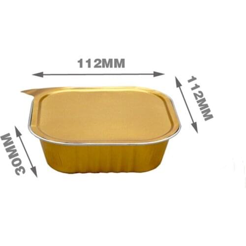 20pcs High quality 220ml aluminum foil tin paper fast food lunch box gold baking tool square takeaway packaging box with lid