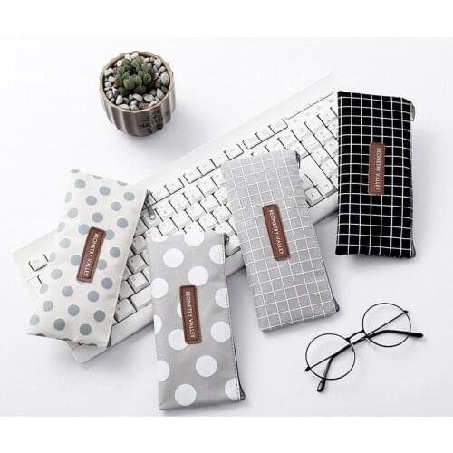 20 pc/lot simple lattice and dot cute pencil Cosmetic storage bag / cute pen bag/ cartoon stationery bag/children gift