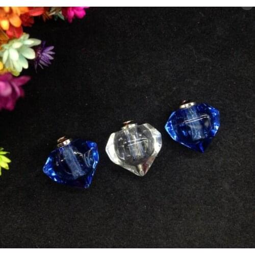 20pcs/lot Mixed color Crystal Vials w/SCREW CAP perfume heart pendant Rhinestone vial pendants handmade jewelry name or rice art