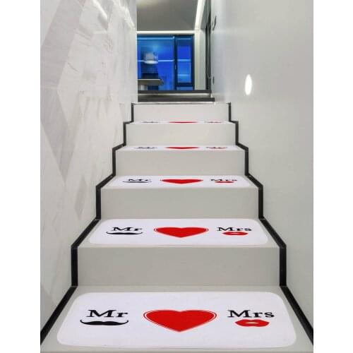 5-Piece Stair Carpet Treads Mustache Lips Print Non-Slip Coral Fleece Runner Mat Or Carpet Tread Indoor Outdoor Pet Staircas Rug