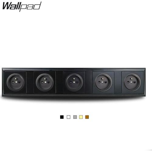 5 Way EU French Wall Socket Quintuple Panel Black White Grey Gold Brown L6-P70 Plastic 430 * 86 mm Electrical Sockets Poland