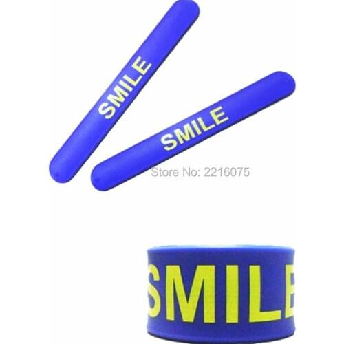500pcs sports SMILE silicone slap bracelets rubber wristband free shipping by DHL express