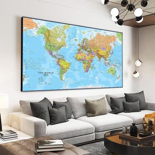 The World Political Map Abstract Posters And Prints Wall Art Pictures Canvas Paintings For Home Decoration School Supplies
