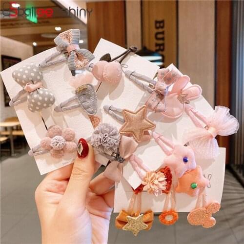 BalleenShiny 5PCS Baby Girl Headband Crown Princess Hair Accessories Hairpin Kawai Bow Bangs Clip Headwear for Child Kids Cute