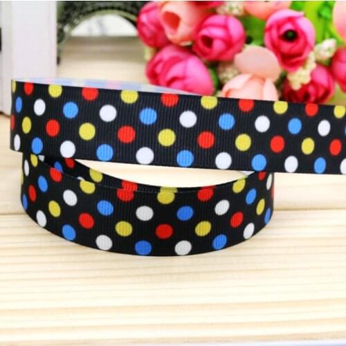 7/8'' Free shipping dots printed grosgrain ribbon headwear hair bow diy party decoration wholesale OEM 22mm B1263