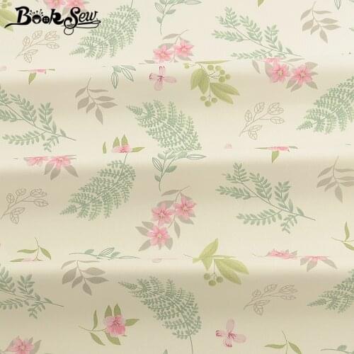 Booksew Telas De Algodon Para Patchwork Sewing 100% Cotton Twill African Ankara Fabric Flowers Pink Printed Beige Cloth Stoffen