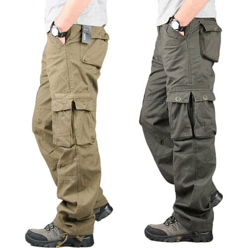 Spring Winter Cargo Pants Men Multi Pocket Straight Mens Military Trousers Casual Baggy Pants Men Big Size Spodnie Taktyczne