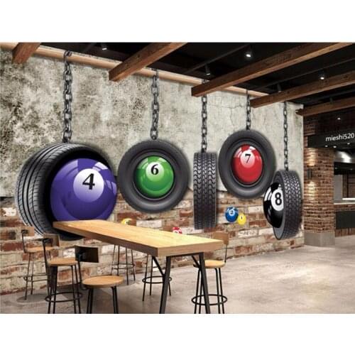 Custom Wallpaper papel de parede 3d Photo Mural Painting Retro Style Tire Billiards Room Tooling Background wall paper