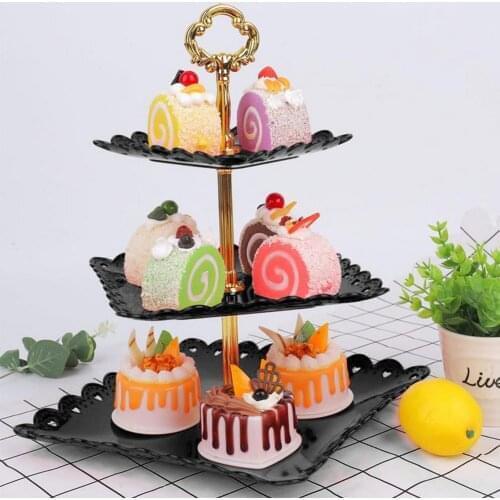 Fruit Plate Three-Layer Dessert Stand Wedding Cake Plate Cake Stand Dessert Display Holder Bakery Household