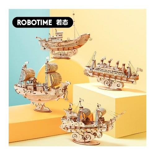 Innovation of wood 3D 3D jigsaw DIY hand assembled toys creative sailing model toys birthday gift