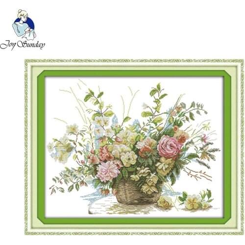 Joy Sunday New Needlework Embroidery The rose flower basket Diy Diamond Painting Cross Stitch Pattern Handmade Crafts