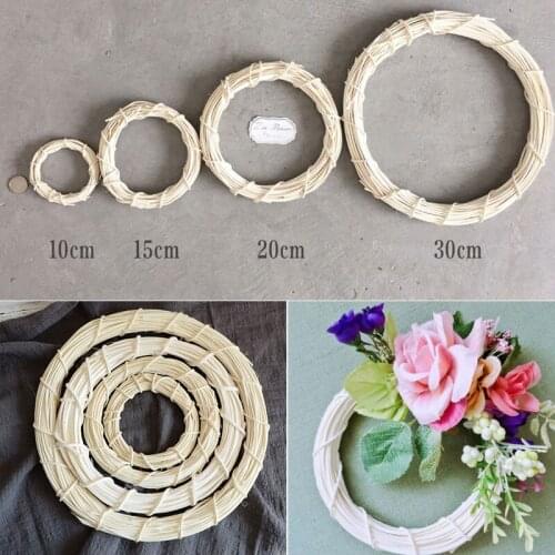 Rattan Ring White Wreath Garland Hanging Vine Ring DIY Craft Wedding Home Window Door Ornaments Xmas Party Decorations 10-30CM