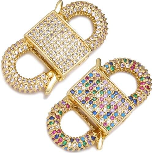 Coppper Square lock Clasps Hooks End Connectors For Jewelry Making Findings Necklace Bracelet DIY