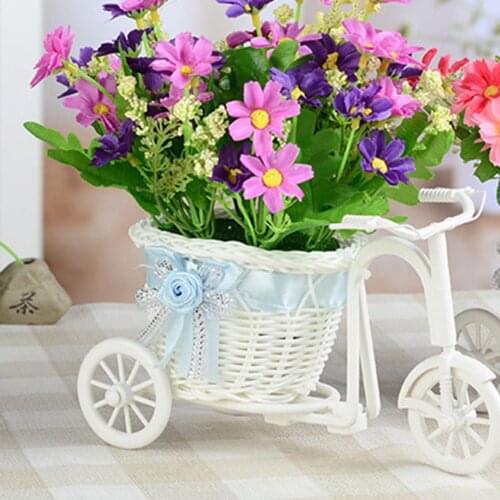 White Flower Basket Tricycle Shaped Wedding Party Ceremony Decoration Bike Flower Storage Container DIY Party Flowers Art