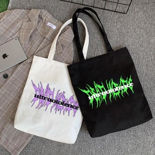 Summer Gothic Summer New Punk Fun Letter Vintage Ins Large-capacity Canvas Female Harajuku Hip-hop Couple Shoulder Bags