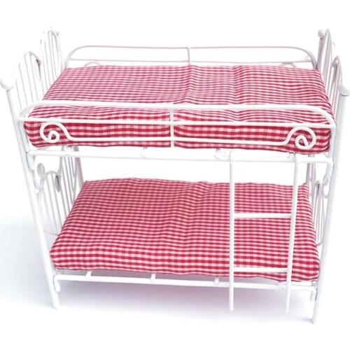 1/12 Dollhouse Model Accessories Mini Furniture Iron Frame Two-layer Bed Kids Toys Furniture